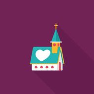 wedding church flat icon with long shadow eps10 N54