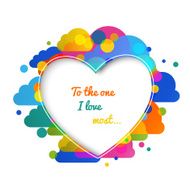 Heart silhouette card colorful clouds abstract vector background