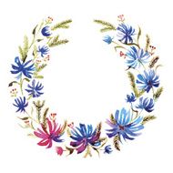 Congratulatory wreath of blue flowers