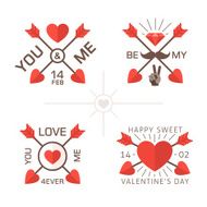 Love day labels with crossed arrows