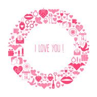 Valentines Day mosaic icons frame card N3