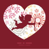 Vector folk floral circles abstract shooting cupid silhouette frame pattern