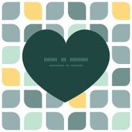 Vector abstract gray yellow rounded squares heart silhouette pattern frame N2