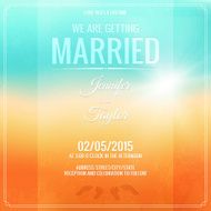 Wedding invitation card Footprints in the sand