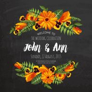 Wedding invitation card with painted flowers