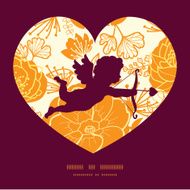Vector golden art flowers shooting cupid silhouette frame pattern invitation