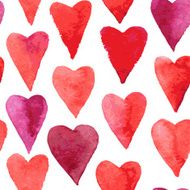 seamless pattern with hearts painted by watercolor