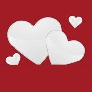 White hearts on a red background