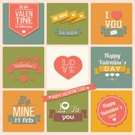 Collection of Valentine&#039;s day vintage labels typographic design elements N4