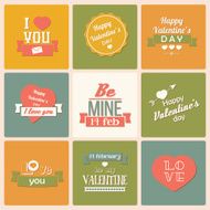 Collection of Valentine&#039;s day vintage labels typographic design elements N5