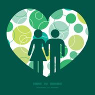 Vector abstract green circles couple in love silhouettes frame pattern N3