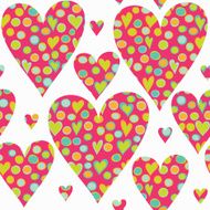 Cartoon hearts and circles seamless pattern Valentines day card N2