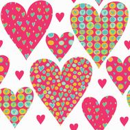 Cartoon hearts seamless pattern Valentines day card design