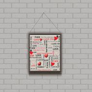 Vector illustration painting on a brick wall Valentines Day