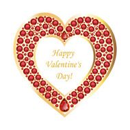 Heart of rubies in a gold frame vector card