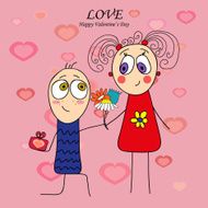 Valentine card with a man giving flowers