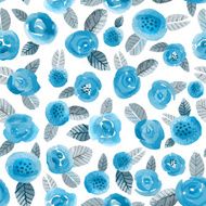 Seamless pattern with blue roses and some floral elements N3