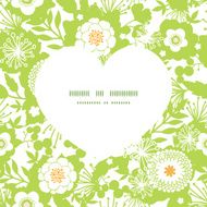 Vector green and golden garden silhouettes heart silhouette pattern frame