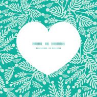 Vector emerald green plants heart silhouette pattern frame