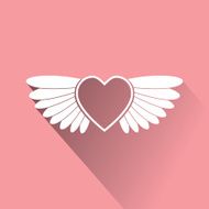 Heart with wings collection cartoon vector illustration