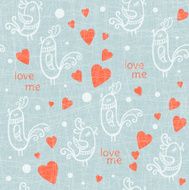 Valentine&#039;s Day seamless pattern with birds Vector illustration