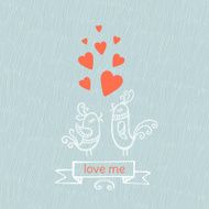Valentine&#039;s Day greeting card with birds Vector illustration