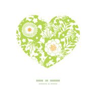 Vector green and golden garden silhouettes heart silhouette pattern frame N2