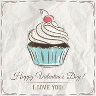 valentine card with cupcake and wishes text