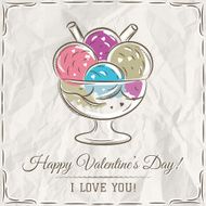 valentine card with ice cream and wishes text