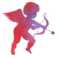 watercolor silhouette of an angel watercolor painting on white background N29