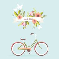 Bicycle with spring floral banner