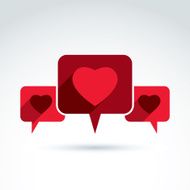 Heart over the speech bubbles icon vector conceptual symbol