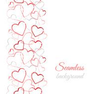 Border seamless pattern with grunge hearts N2