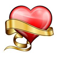 Red heart with golden ribbon N3