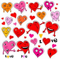 Funny cartoon hearts