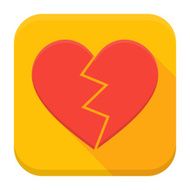 Crash heart app icon with long shadow