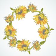 Vector illustration Wreath with Sunflowers