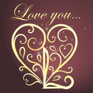 Vintage Card with floral heart I love you N15