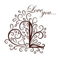 Vintage Card with floral heart I love you N16