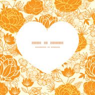 Vector golden art flowers heart silhouette pattern frame N2