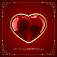 Red Valentines heart with couple