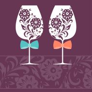 Romantic card with two glasses Vector illustration N2