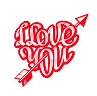Short phrase &quot;I Love You&quot; inscribed in a heart shape