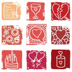 Heart grunge block icons N2