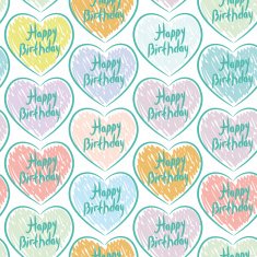 Seamless pattern with sketch hearts on white background Happy birthday N2