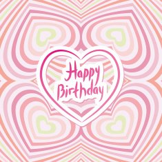 Happy Birthday Card Pink abstract background Optical illusion 3D
