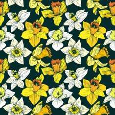 vector seamless floral pattern with narcissuses N2