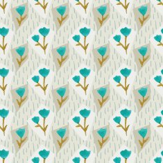 Watercolor seamless pattern with flowers and grass backdrop