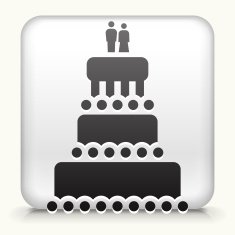 Square Button with Marriage Cake