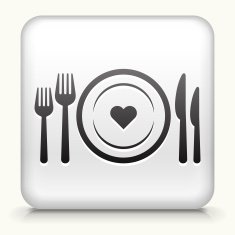 Square Button with Love Plate